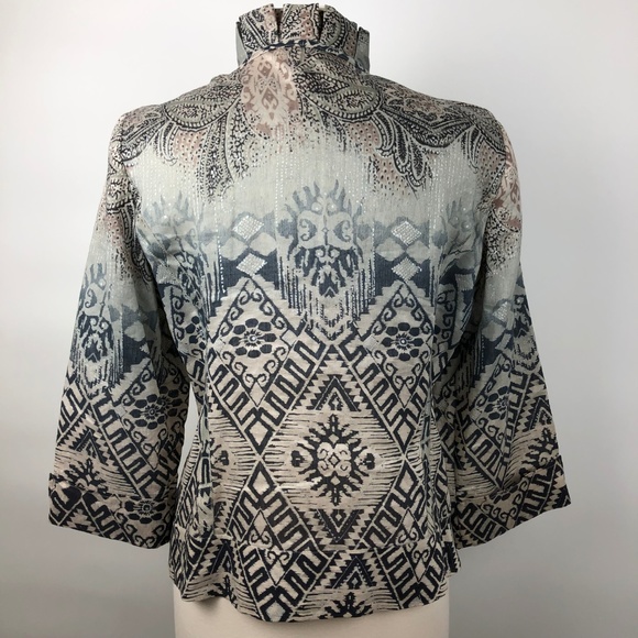 Chico's 1 Kaki Pattern Open Jacket Multi - Picture 2 of 8